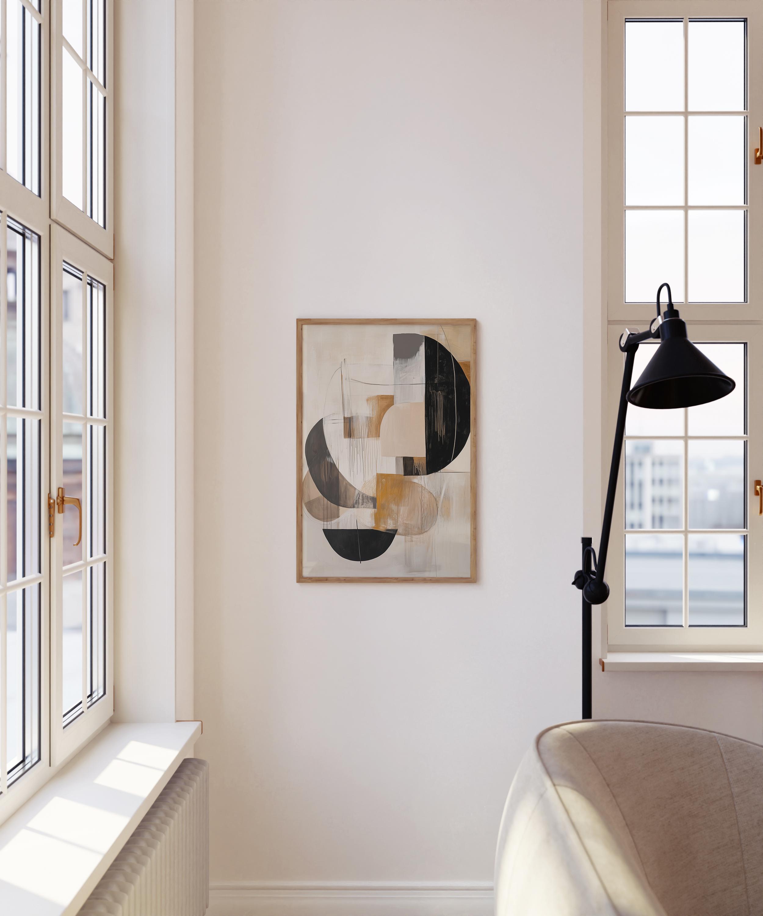 Abstract Geometric Wabi Sabi Art Print, Neutral Beige Japandi Wall Art ...