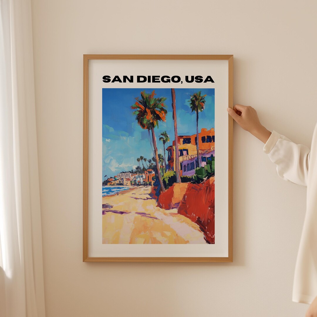 Retro San Diego Poster- Trendy Beach and Surf Wall Art, Vintage Coastal ...