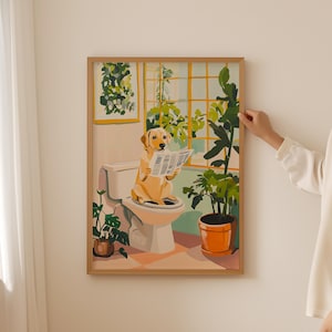 Arte murale per amanti del Labrador Retriever: poster alla moda per il bagno, decorazione estetica funky per il bagno, regalo divertente per il bagno Labrador, stampa colorata per cani