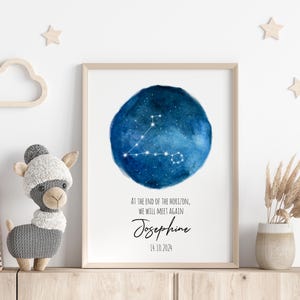 Personalisierte Sternzeichen Sterne Karte Poster - Fehlgeburt Geschenk, Totgeburt Gedenkstätte, Baby Verlust Wand Kunst, Geburtsdaten pisces Zeichen, Säugling Verlust Druck