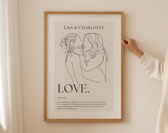 Personalized Lesbian Love Art - Personalized Gift, Gay Valentine Gift, Lesbian Wedding Gift, Love Gift, Gay Art, Lesbian Pride, Valentines
