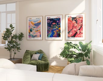 Three Piece Japandi Wall Artset– Trendy Wabi Sabi Poster Set for