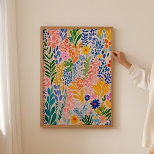 カラフルな野生の花のポスター - フラワーマーケットプリント、ドーパミンキュービクルの装飾のための花束アート、美的部屋のためのトレンディな植物の壁アート