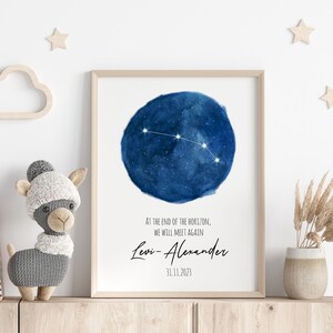 Gepersonaliseerde sterrenbeeld Ram sterrenkaart poster-miskraam cadeau, gedenkteken doodgeboorte, baby verlies print, geboortestatistieken teken, aandenken kunst aan de muur
