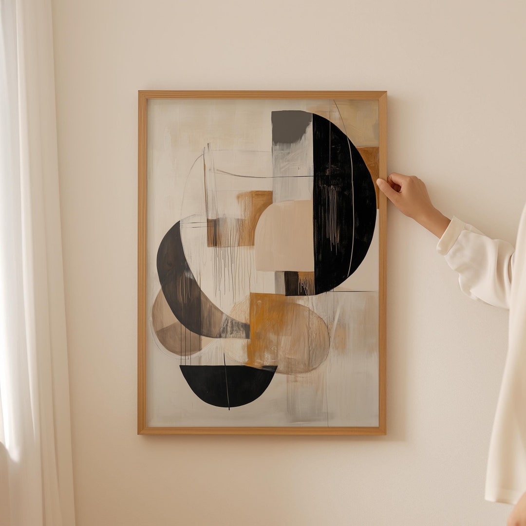 Abstract Geometric Wabi Sabi Art Print, Neutral Beige Japandi Wall Art ...