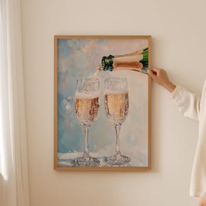 Sektgläser Wandkunst - Ästhetisches Raumdekor, Funky Champagner Druck, Luxus Auster Poster für oben Couch Art, Vintage Austern Kunstwerk