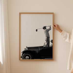 Decorazione murale vintage con sport da golf - Stampa preppy in bianco e nero per il bagno o decorazione per caverna maschile, poster alla moda per cubicoli o regali per donne amanti dell'estetica