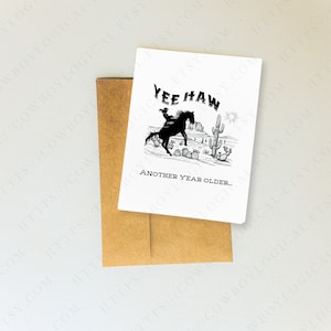 Silhueta de cowgirl durona SVG, cartão de aniversário de garota do interior, cartão de envelhecimento com tema de faroeste engraçado, cartão para imprimir em casa para aniversário de equestres