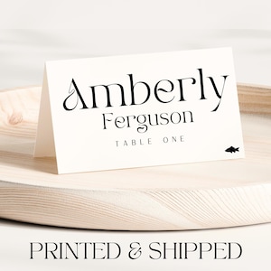 Juego de tarjetas de lugar para la cena de recepción impresas, elegantes tarjetas de nombre para recepción de boda, juego de tarjetas de lugar plegadas personalizadas, etiquetas de nombre de mesa con íconos