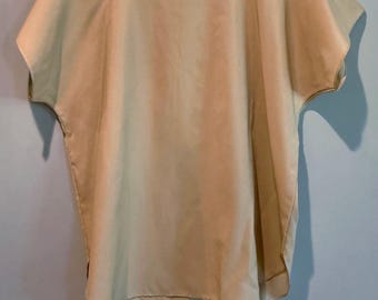 Vintage 90s Jessica Michelle Silky Beige Pullover Short Sleeve Blouse Women's Size Small