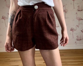 Christian Dior Vintage Tweed Burgundy Shorts