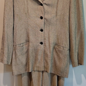 Vintage Houndstooth Blazer Pants Suit Set - Ellen Figg - Size 12/14