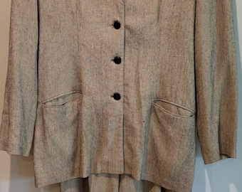 Vintage Houndstooth Blazer Pants Suit Set - Ellen Figg - Size 12/14