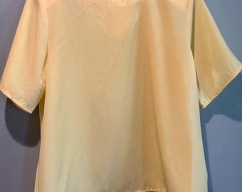 Butter Yellow Vintage 90s TR Bentley Silky Shoulder Pad Blouse Top Women’s Size Medium