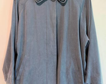 London Fog Vintage Blue Faux Suede Collared Button Down Jacket Size M