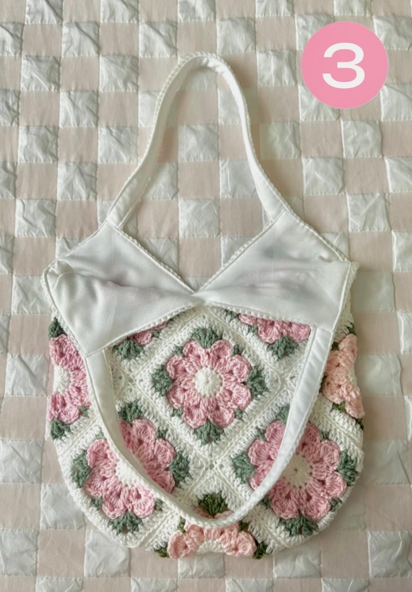 Floral Crochet Mini Tote- Neutral