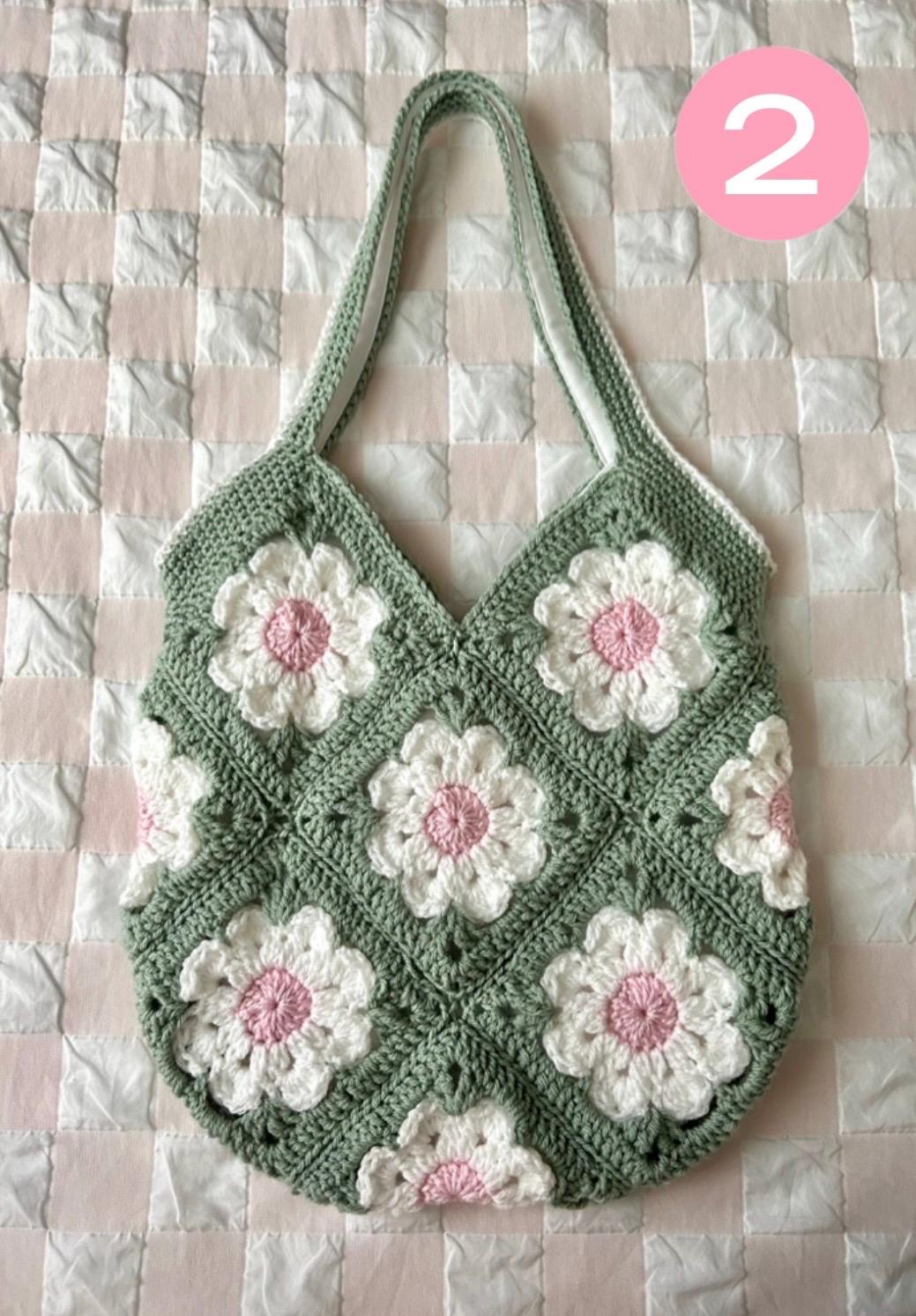 Floral Crochet Mini Tote -Blue main image 0