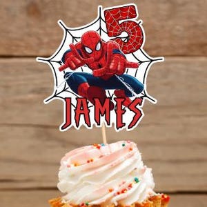 Spiderman Cake Topper: Personalized Spidey Birthday Party (Digital Download, PDF/PNG File)