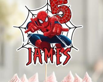 Spiderman Cake Topper: Personalized Spidey Birthday Party (Digital Download, PDF/PNG File)