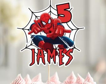 Spiderman Cake Topper: Personalized Spidey Birthday Party (Digital Download, PDF/PNG File)