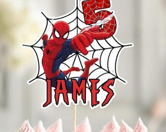 Spiderman Cake Topper: Personalized Spidey Birthday Party (Digital Download, PDF/PNG File)