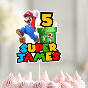 Anpassad Super Mario födelsedagstårtdekoration (digital nedladdning)