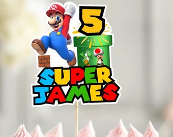 Aangepaste Super Mario-verjaardagstaarttopper (digitale download)