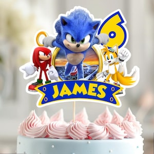 Topper per torta stampabile di Sonic the Hedgehog, Topper per torta per festa di compleanno di Sonic, Sonic Kids, Topper per torta personalizzato per feste di compleanno