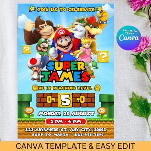 Super Mario Birthday Invitation: Editable Template (5x7, Digital Download)