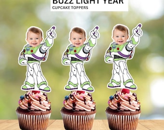 Buzz Light Year Face Personalized cupcake toppers - Digital download