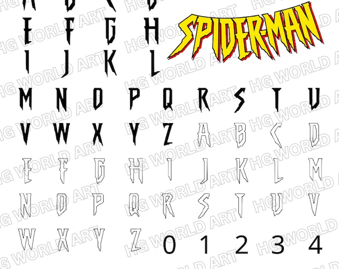Paquete de SVG de Spiderman, Paquete de fuente de Spiderman, Fuente de ...