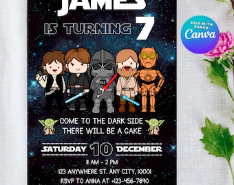 Star Wars Birthday Invitation Template, Kids Party (Digital)