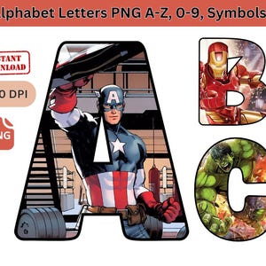Superhero Alphabet Letters PNG: Birthday Banner Font (Digital Download)