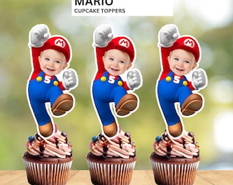 Décorations pour cupcakes SUPER MARIO - Visages personnalisés pour une décoration de fête amusante personnalisée