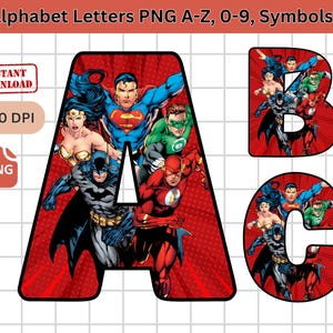 Superhero Alphabet PNG: Letter & Number Clip Art (Digital Download)