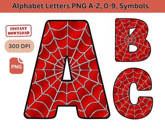 Spider Web Font PNG: alfabeto, numeri, simboli (download digitale)