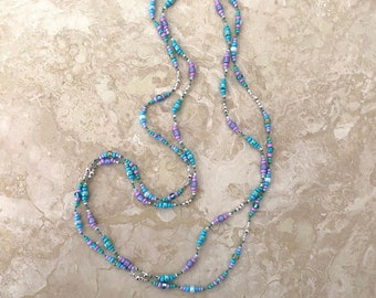 Two-strand Knotted Seed Bead Necklace - "Light Summer Breeze"