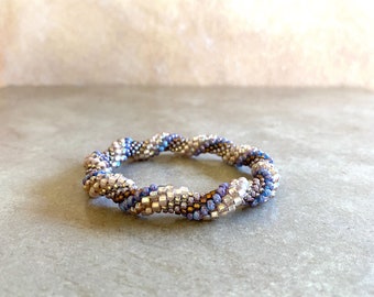 Bead Spiral Rope Bangle in Lavender, Copper, Champagne and Blush