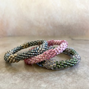 Dressy Beaded Bangles the Pentastics in Green, Pink, or Blue in Two Sizes image 10