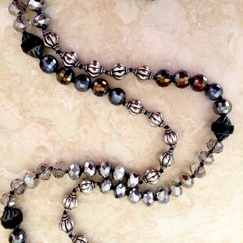 Long Hand-knotted Necklace with Metallic and Glass Beads A Fine Fat Tuesday' Item 1591 image 4