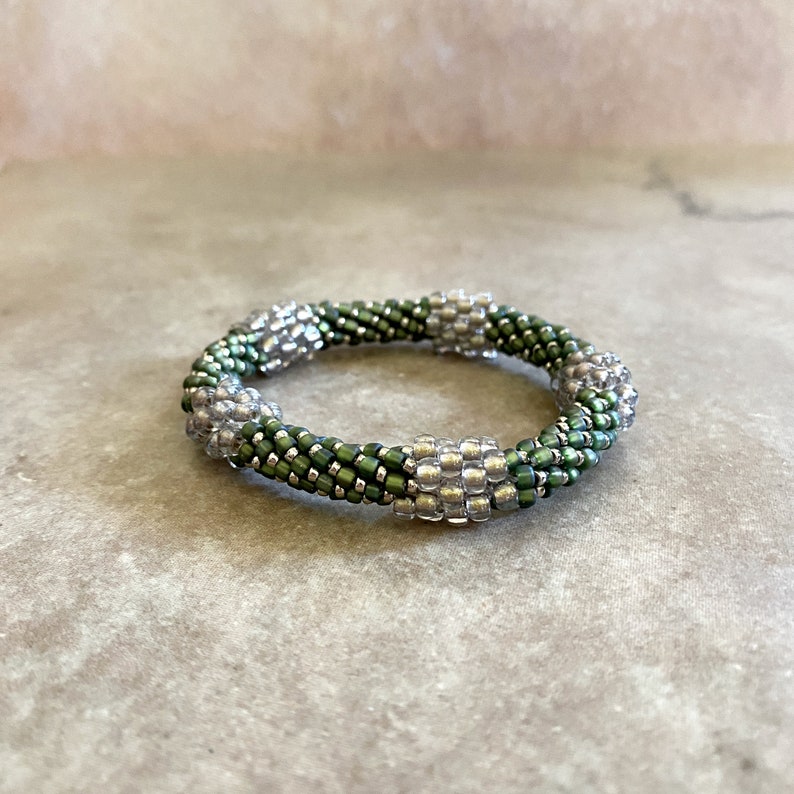 Dressy Beaded Bangles the Pentastics in Green, Pink, or Blue in Two Sizes image 3