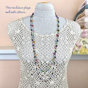 Long Seed Bead and Glass Nugget Necklace Knot Rock Candy Hand-Knotted Necklace 32 inches image 8
