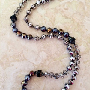 Long Hand-knotted Necklace with Metallic and Glass Beads A Fine Fat Tuesday' Item 1591 image 2