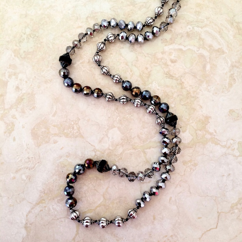 Long Hand-knotted Necklace with Metallic and Glass Beads A Fine Fat Tuesday' Item 1591 image 1