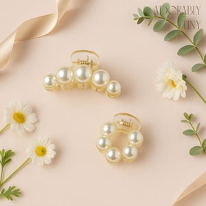 Mini Pearl Hair Clips Set of 2, Elegant Small Hair Claws for Fine or Thick Hair, Girlish Pearl Claw Clip, Chic Hair Accessories Gift