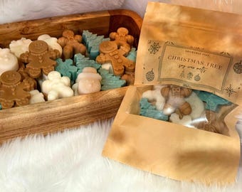 Cozy Christmas Soy Wax Melts | Gingerbread & Evergreen | Holiday Scented | Handmade Christmas Gift 4oz