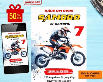 Motocross Birthday Invitation, Dirt Bike Birthday Invitation, Motorbike birthday invitation, motocross invitation, dirt bike invitation