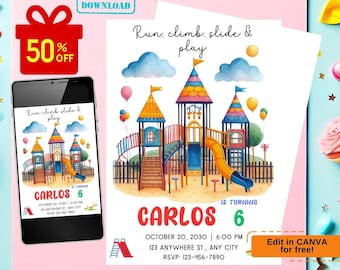 park party invitation, park birthday invitation, playground birthday invitation, playground birthday party invitation, outdoor birthday