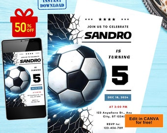 soccer birthday invitation, soccer invitation, soccer birthday party invitation, soccer party invitation, birthday soccer invitation