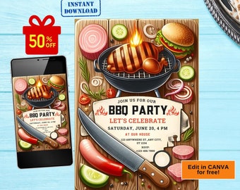 bbq party invitation, bbq birthday invitation, barbque invitation, bbq invitation, backyard bbq party, backyard bbq invite, bbq invite